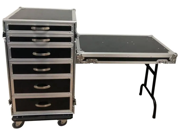 Draws Flight Case - 18U 6 drawers flight case, 2pcs 2U, 2pcs 3U, 2pcs 4U drawers