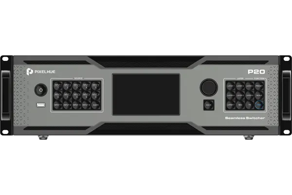 P20 Seamless Pressentation Switcher
Inputs: 8 x DP 1.2 / HDMI 2.0 + 4 x 12G-SDI inputs with loop out 
Outputs: 8 x HDMI 2.0 (P20 - Standard - Non Dante Version)